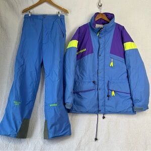 Vintage 90s Phoenix Ski Coat And Snowpants Set Mens XL Blue GTX Insulated Retro